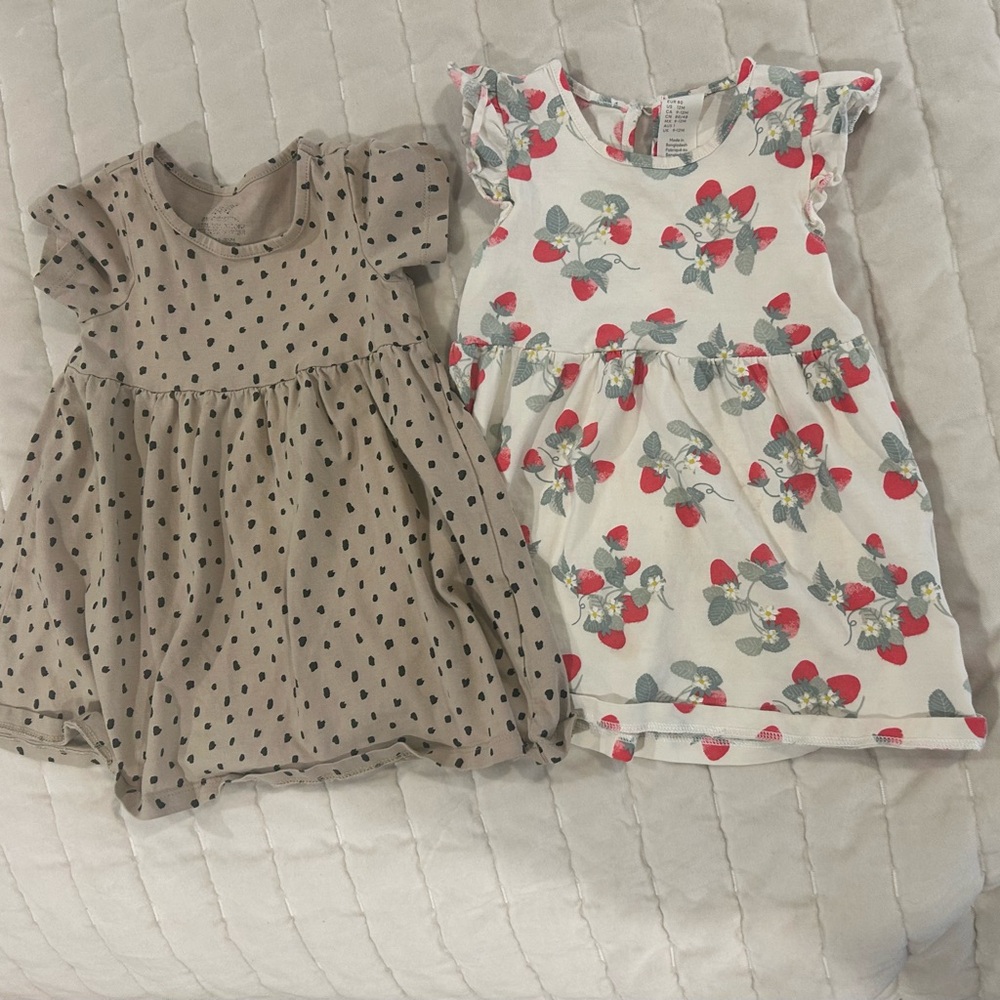 H&M Kids Dress Set - Black Polka Dot and Red Floral